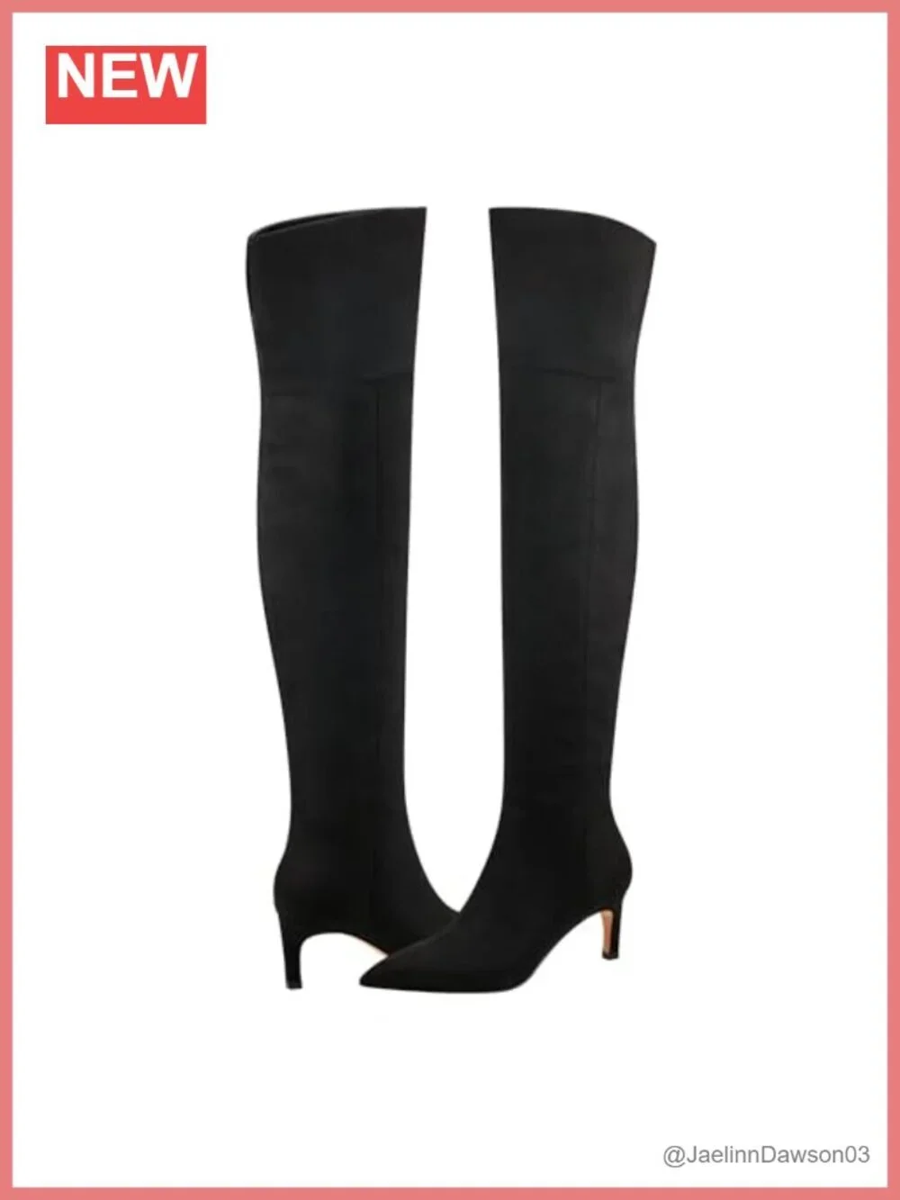 Faux Suede Over the Knee Boots Pointed Toe Kitten Heel
